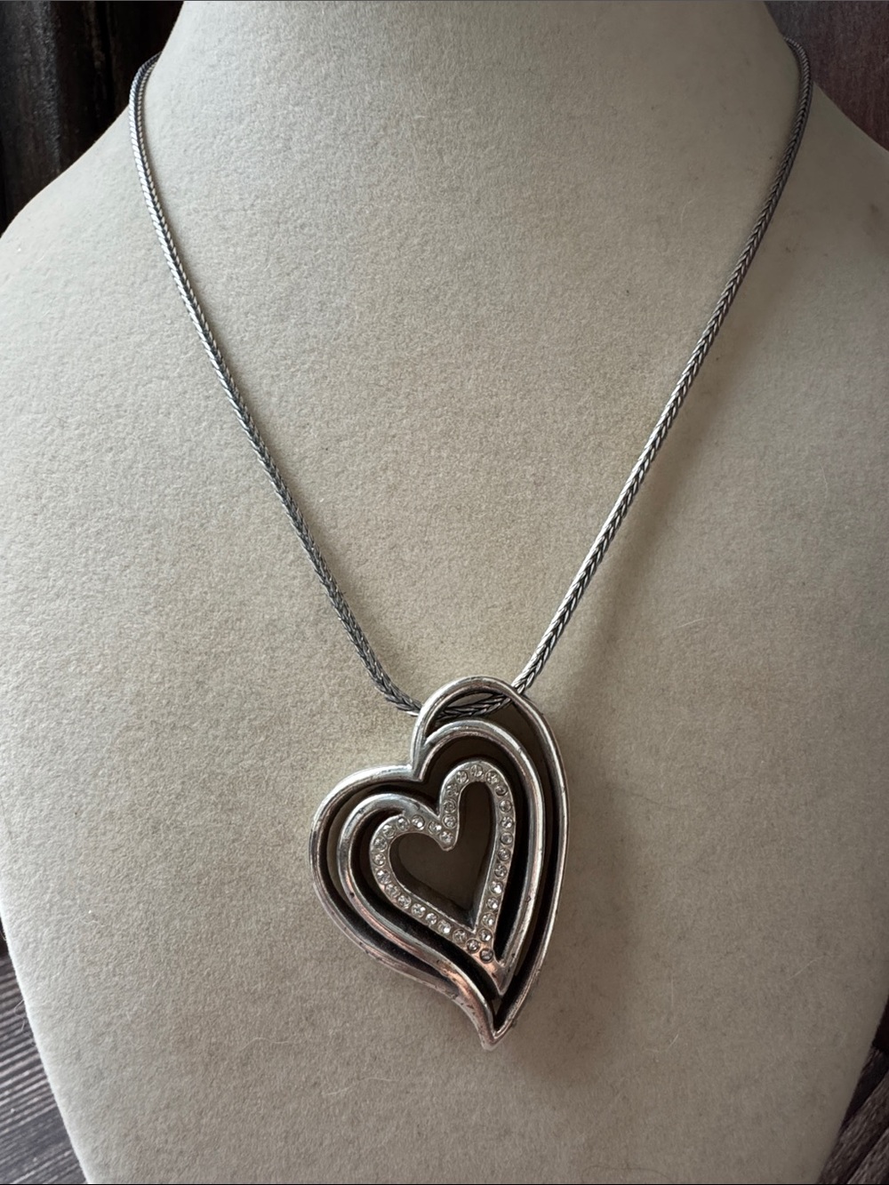 Right on Silver Heart Pendant Necklace with Crystal Accents